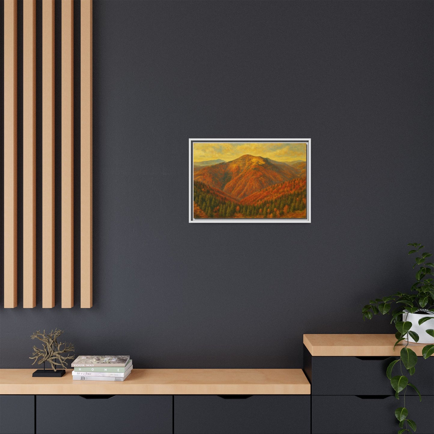 Autumn Landscape Wall Art, Cozy Home Decor, Nature Print, Framed Canvas, Fall Decorations, Gift Idea for Art Lovers - TRV