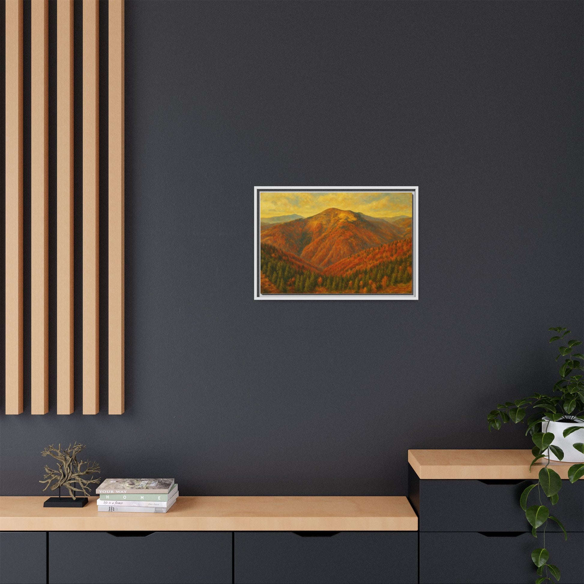 Autumn Landscape Wall Art, Cozy Home Decor, Nature Print, Framed Canvas, Fall Decorations, Gift Idea for Art Lovers - TRV