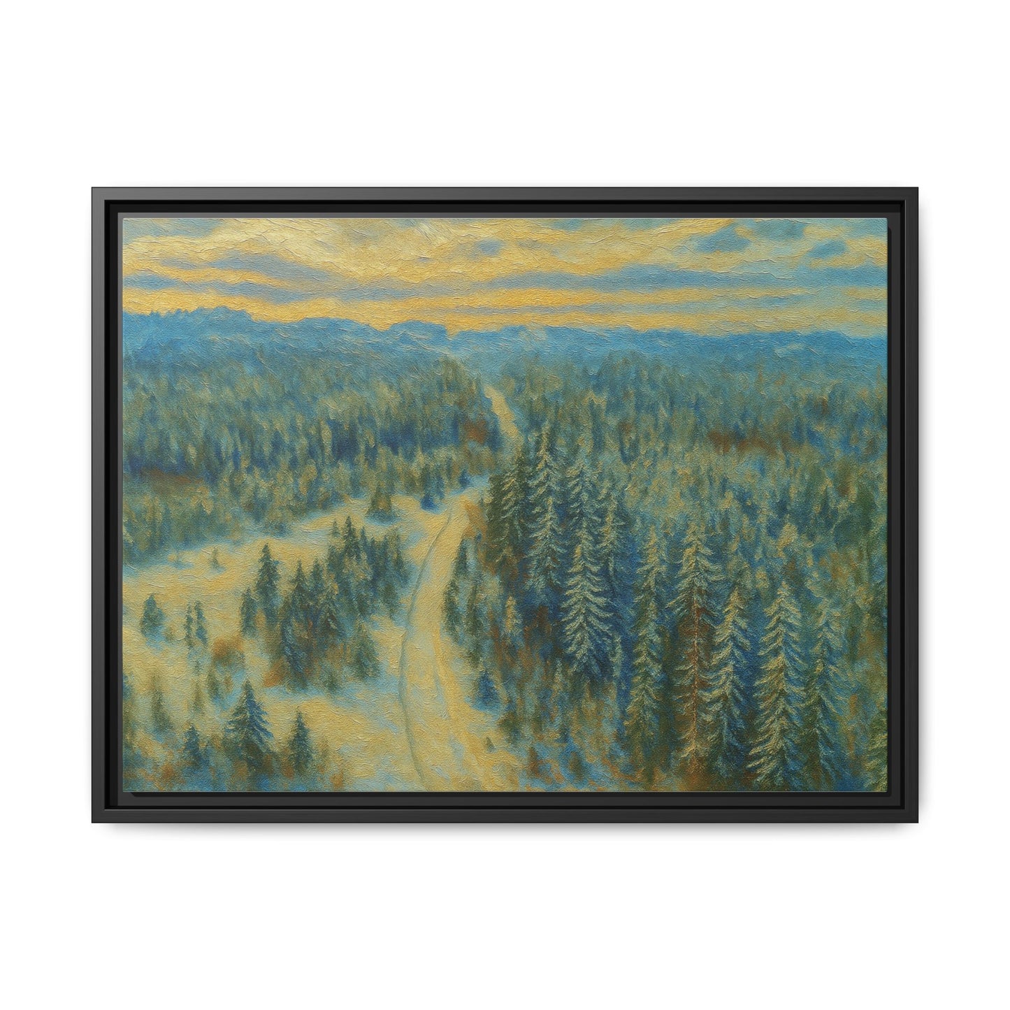 Framed Matte Canvas Art Print, Tranquil Forest Landscape, Home Decor for Nature Lovers, Wall Art for Living Room, Gift for Art Enthusiasts - TRV