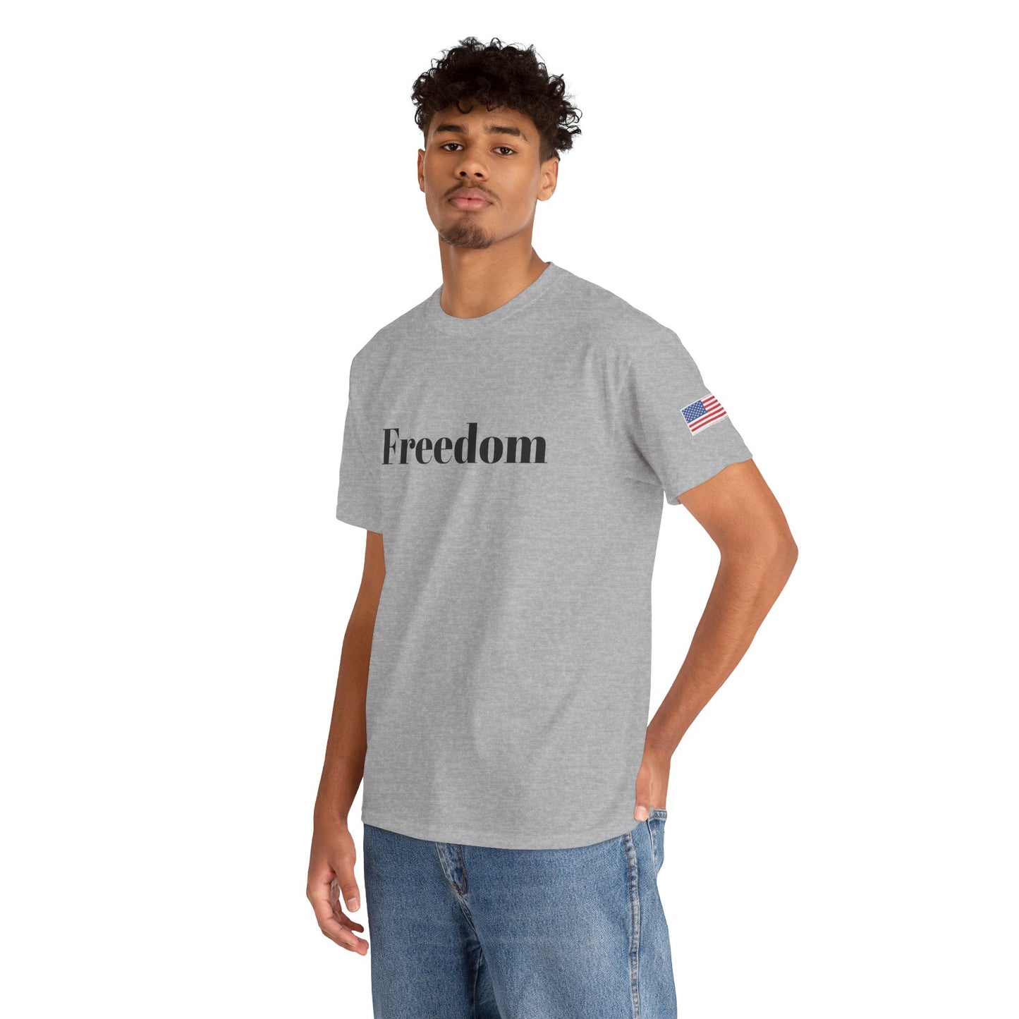 Freedom script tee | T-Shirt, American flag sleeve - TRV