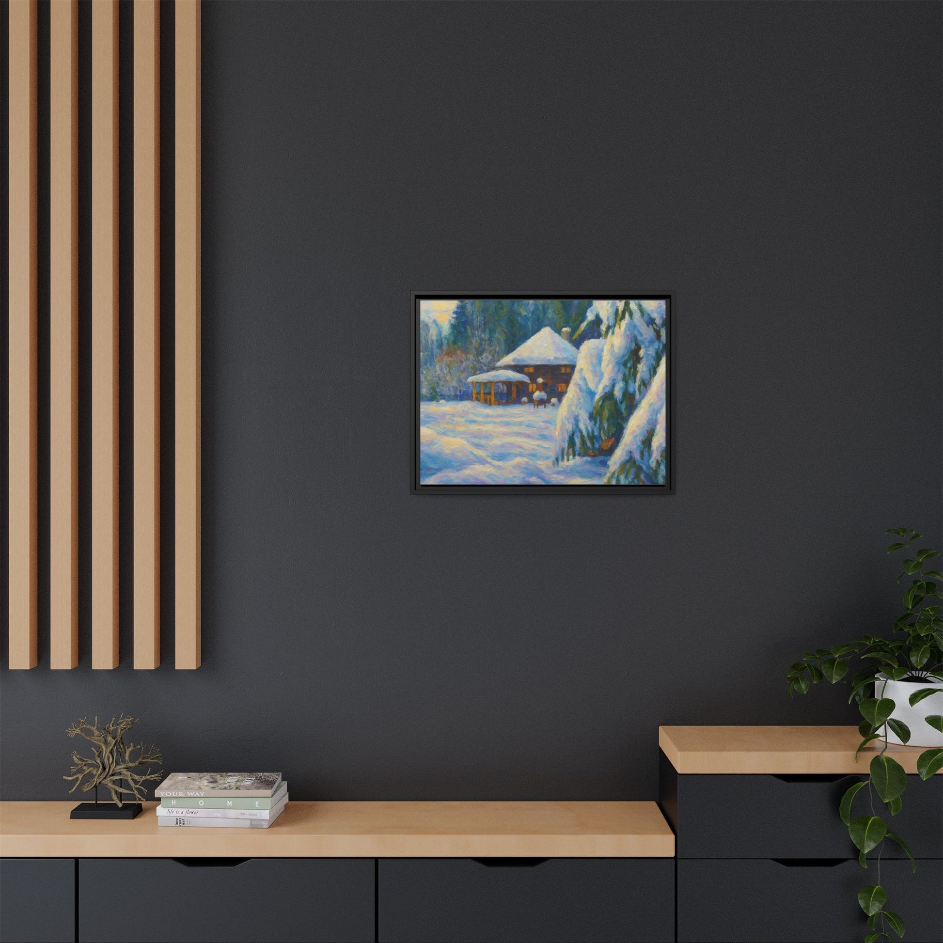 Canvas Art, Winter Scene Home Decor, Seasonal Gift for Art Lovers, Holidays Wall Art, Framed Painting, Matte Print - TRV