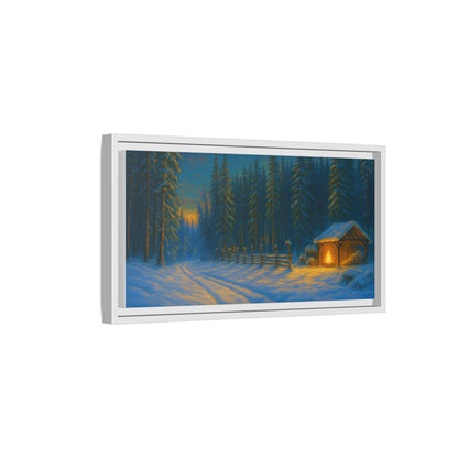 Framed Winter Landscape Canvas, Cozy Cabin Art, Christmas Decor, Winter Home Decor, Holiday Gift, Wall Art - TRV