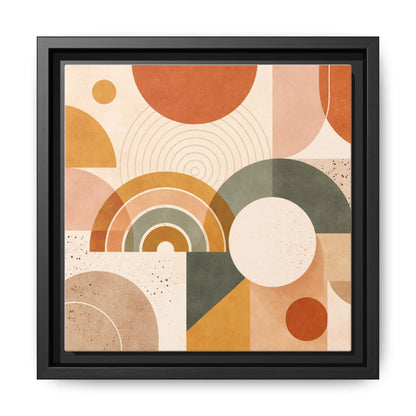 Abstract Terracotta Geometric Rainbow Matte Canvas Framed