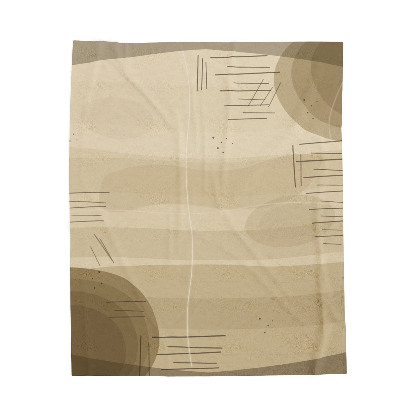 Neutral Abstract Shapes Velveteen Plush Blanket | Beige Modern Minimalist Throw - TRV