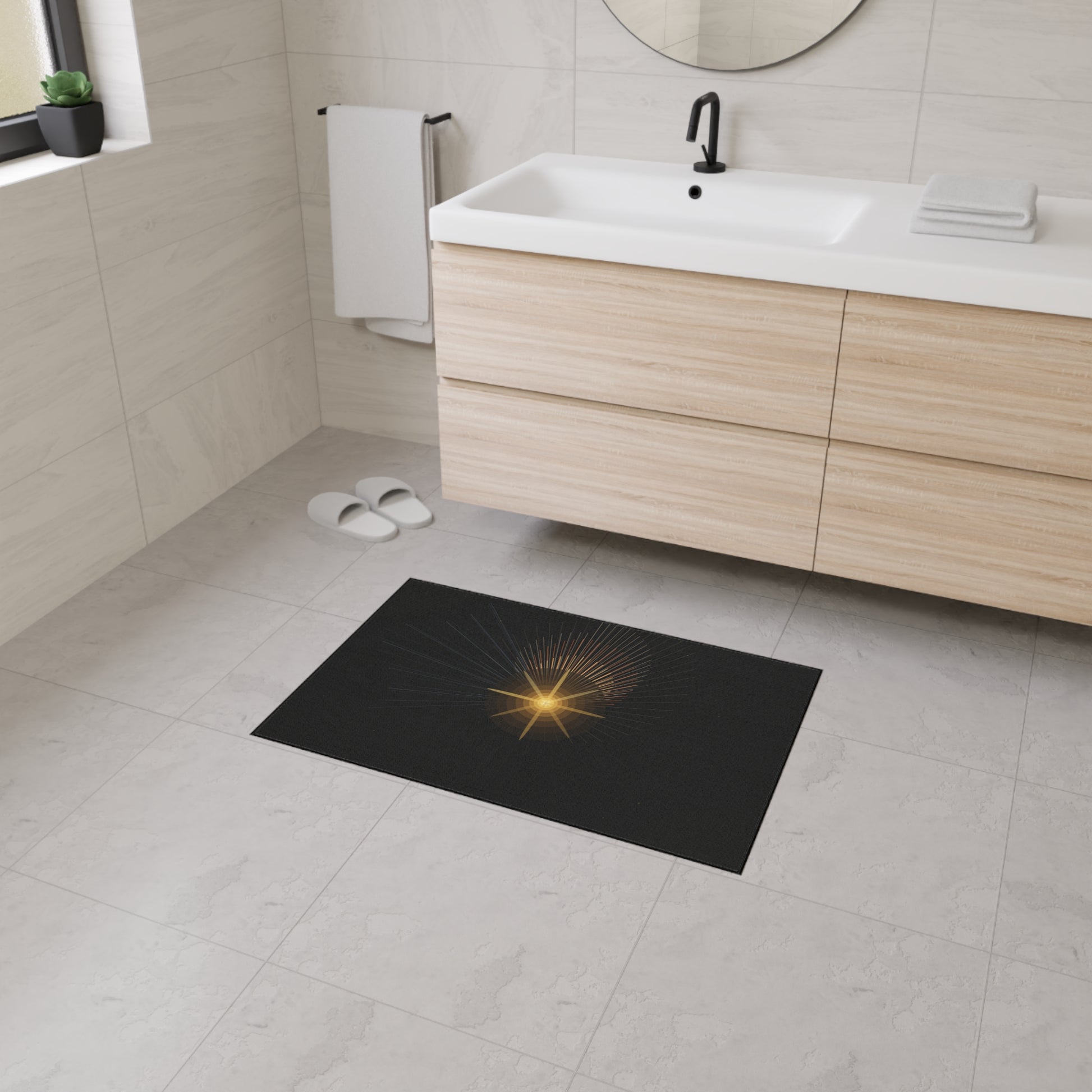 Radiant Star Burst Floor Mat | Black Entrance Rug - TRV