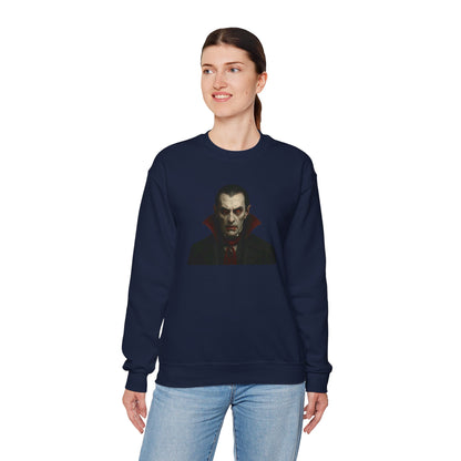 Gothic Horror Sweatshirt, Cozy Vampire Sweatshirt, Spooky Apparel, Halloween Costume Top, Unisex Halloween Sweatshirt