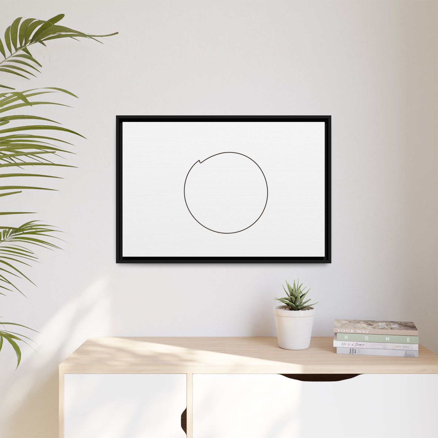 Minimal Circle Line Matte Canvas Framed | Modern Abstract Wall Art