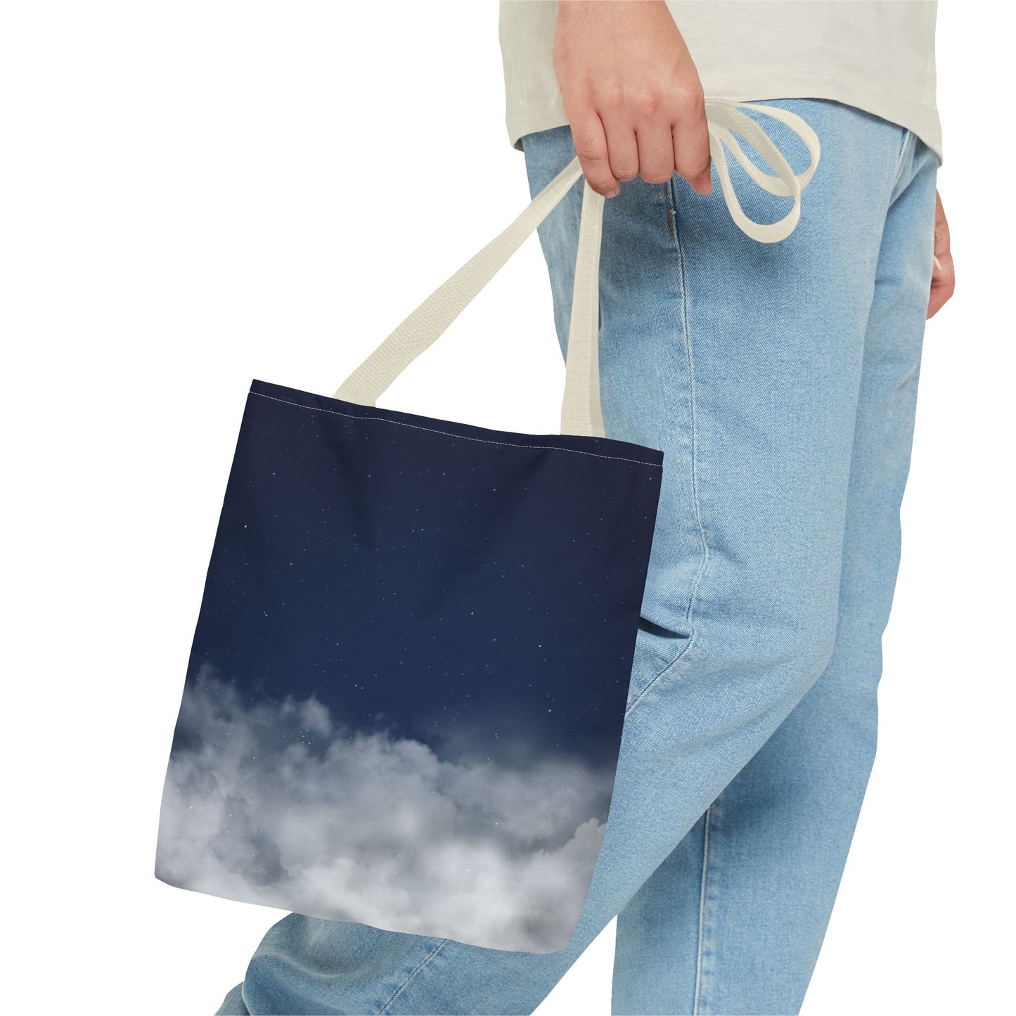 Night Sky Clouds Tote Bag | Starry Navy Ombre - TRV