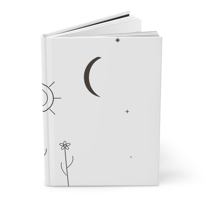 Minimal Moon and Sun Doodle Hardcover Journal | Matte Notebook
