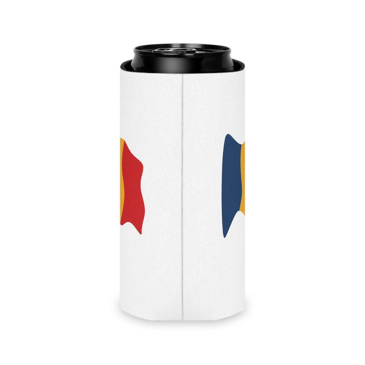 Romania Flag Can Cooler – Insulated Beer Koozie (Waving Tricolor)