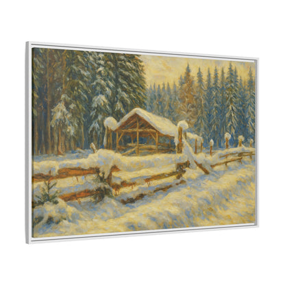 Winter Landscape Framed Canvas Art | Cozy Home Decor | Wall Art for Living Room, Bedroom, Holiday Gift, Rustic Vibes, Art Print - TRV
