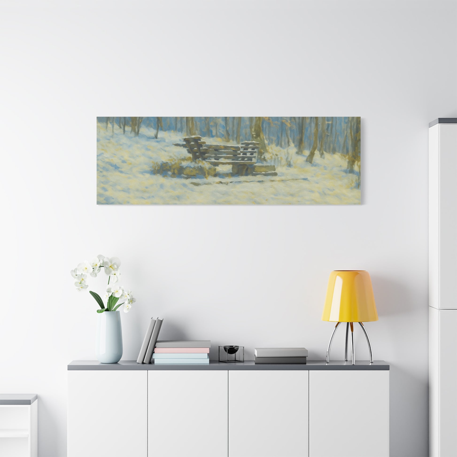 Winter Serenity Canvas Wall Art, Cozy Living Room Decor, Nature Landscape Print, Gift for Art Lovers, Home Decor, Seasonal Artwork - TRV