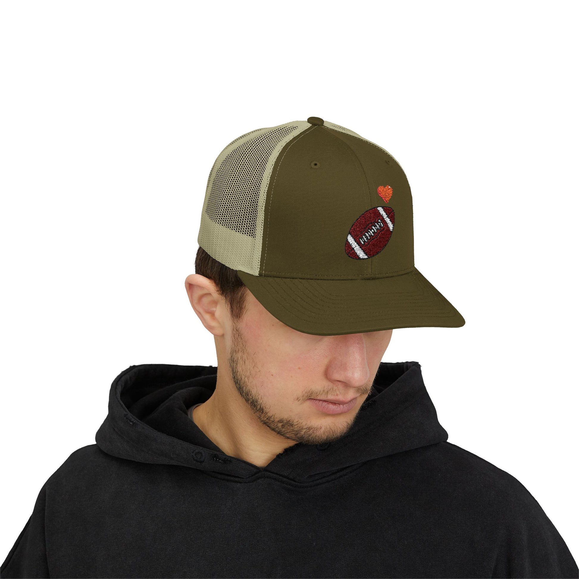 Football Love Snapback Trucker Cap, Sports Hat, Gift for Sports Fans, Casual Wear, Outdoor Activities - TRV