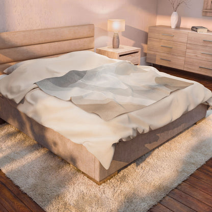 Neutral Abstract Shapes Velveteen Plush Blanket | Minimal Geometric Throw