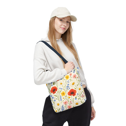 Wildflower Poppy Print Tote Bag | Floral All-Over Pattern