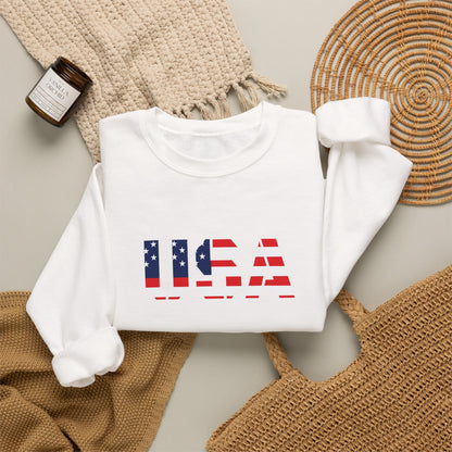 USA Flag Unisex Crewneck Sweatshirt, Cozy Apparel, Casual Wear, Independence Day Gift, Americana Style