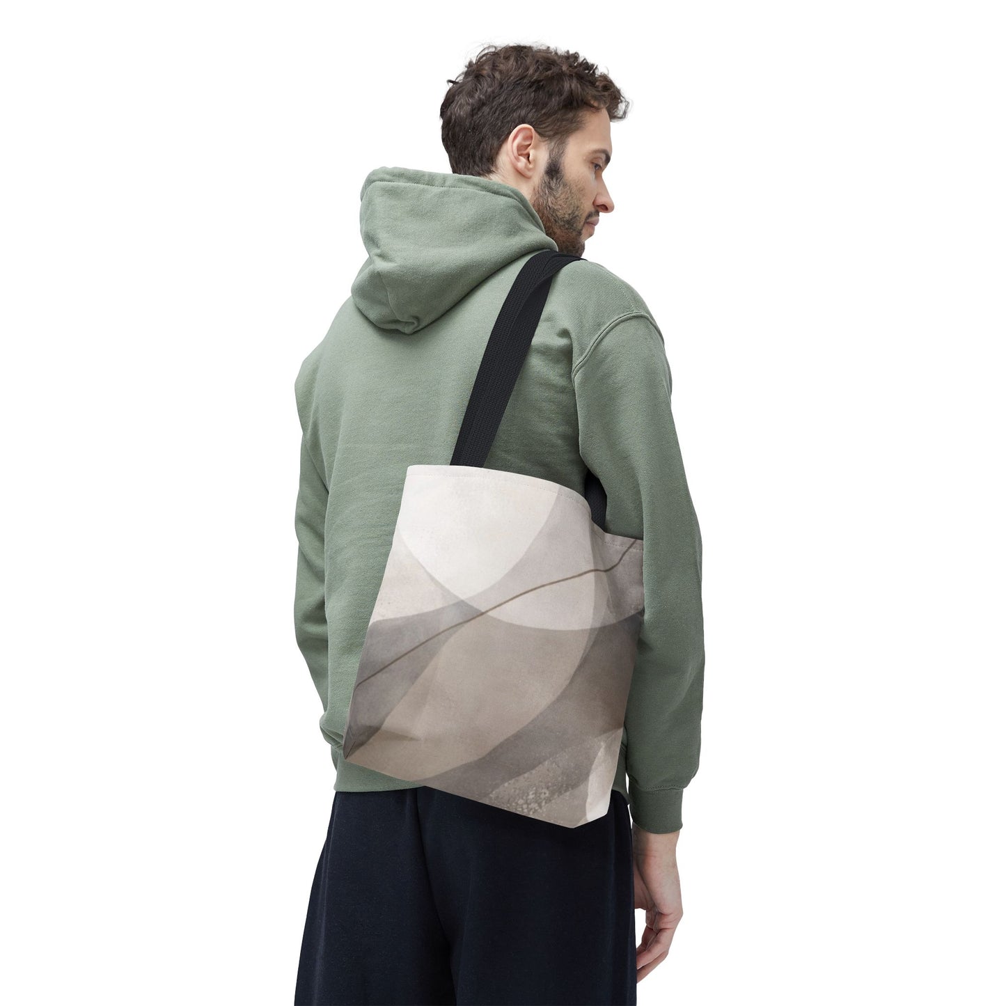 Neutral Abstract Watercolor Waves Tote Bag | All-Over Print