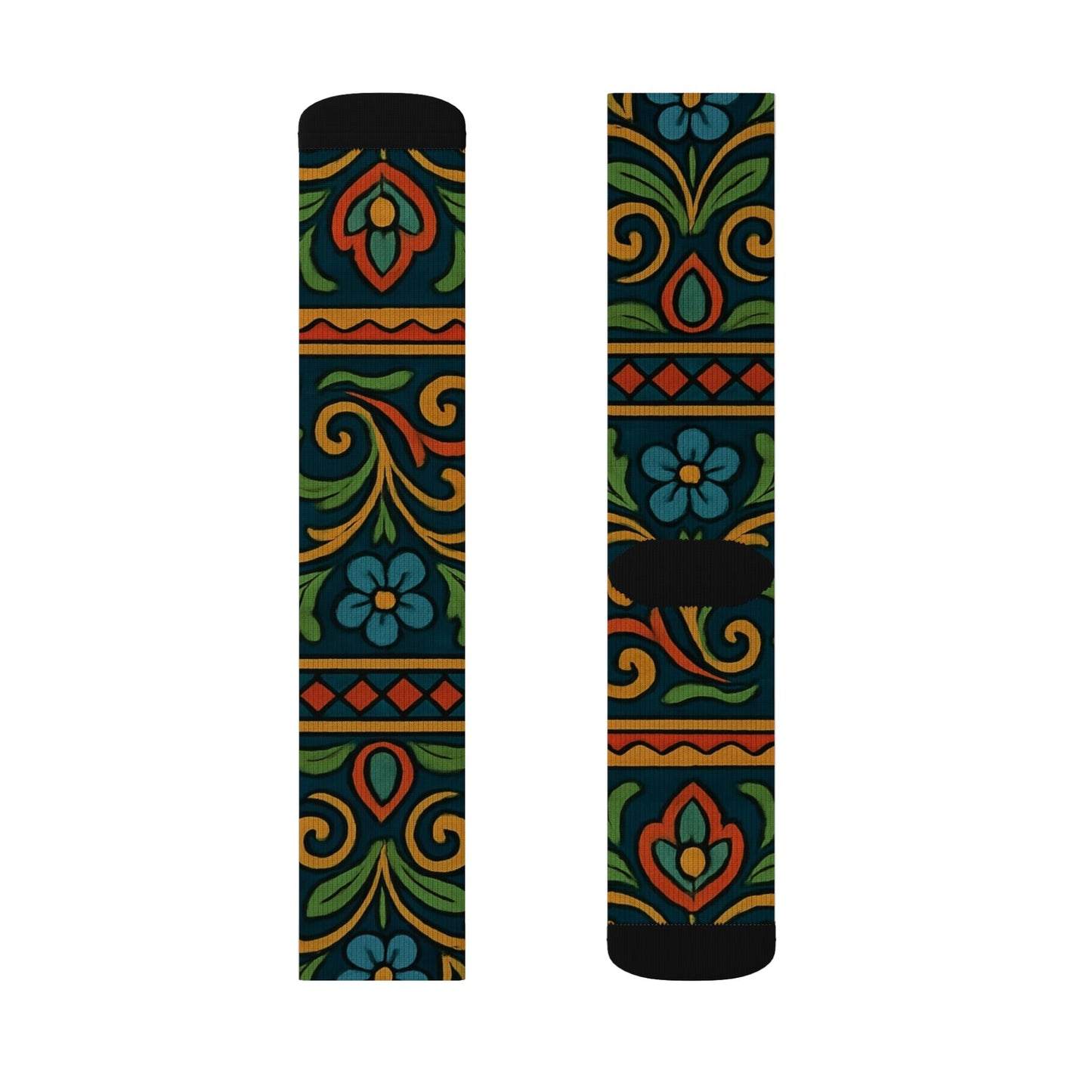 Victorian Floral Tile Sublimation Socks | Patterned Crew Socks - TRV