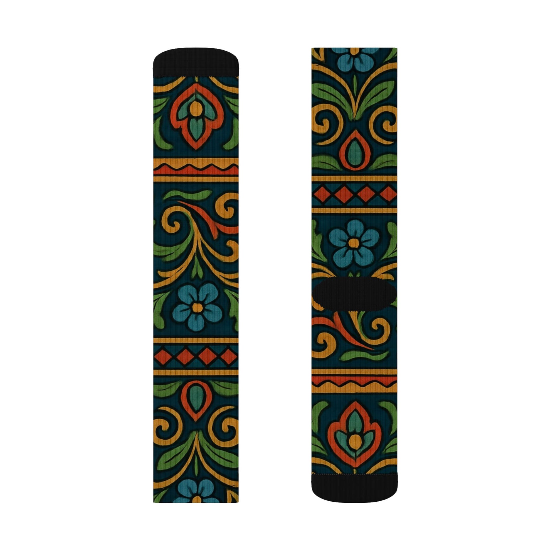 Victorian Floral Tile Sublimation Socks | Patterned Crew Socks - TRV