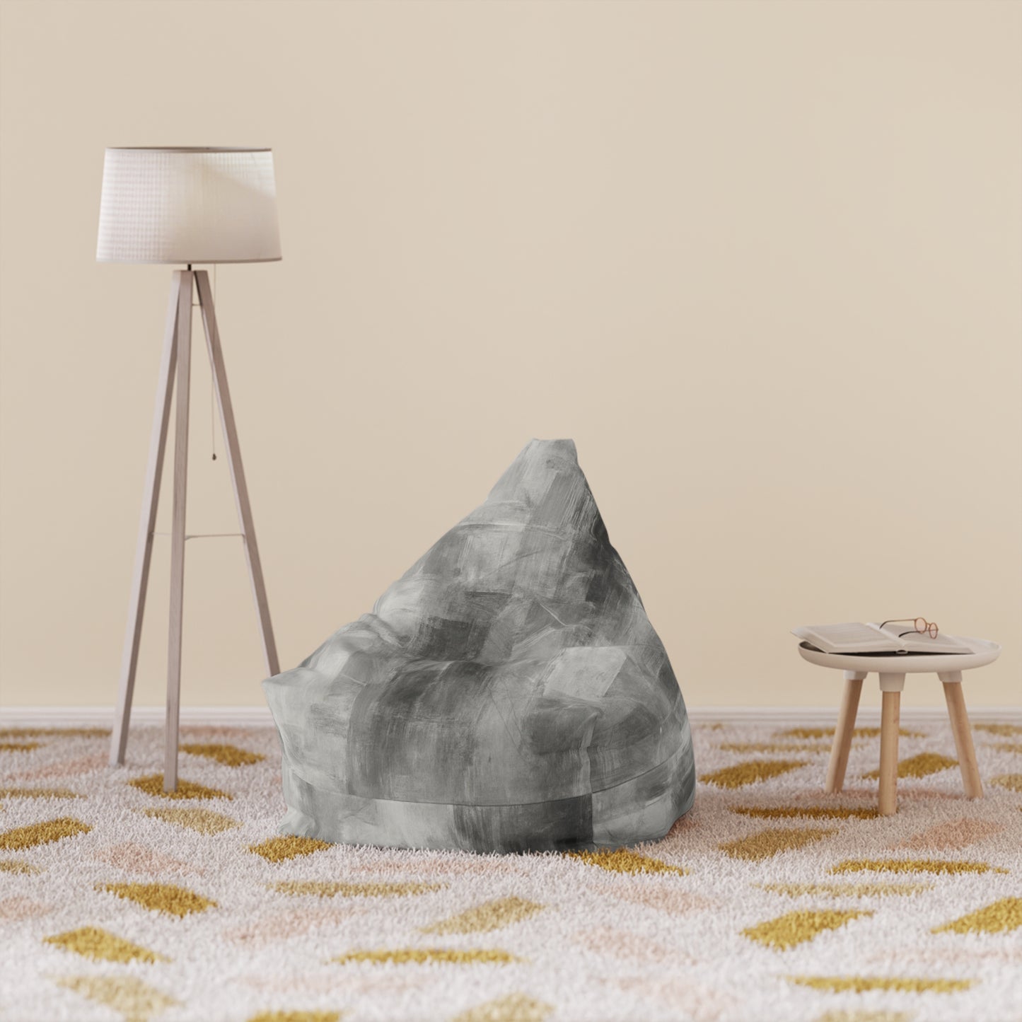 Gray Watercolor Marble Bean Bag Chair Cover | Abstract Tie-Dye