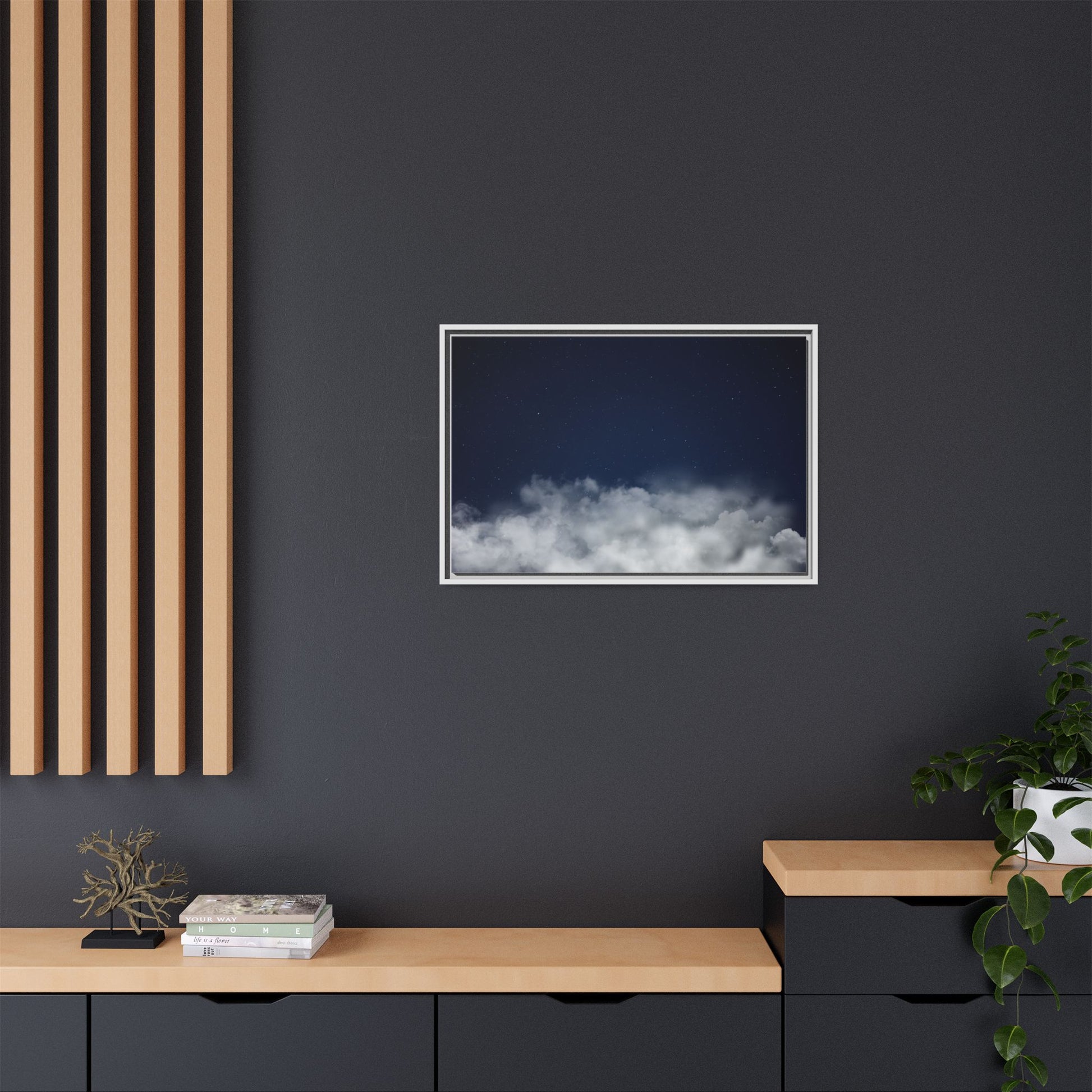 Night Sky Clouds Matte Canvas Framed | Starry Wall Art - TRV