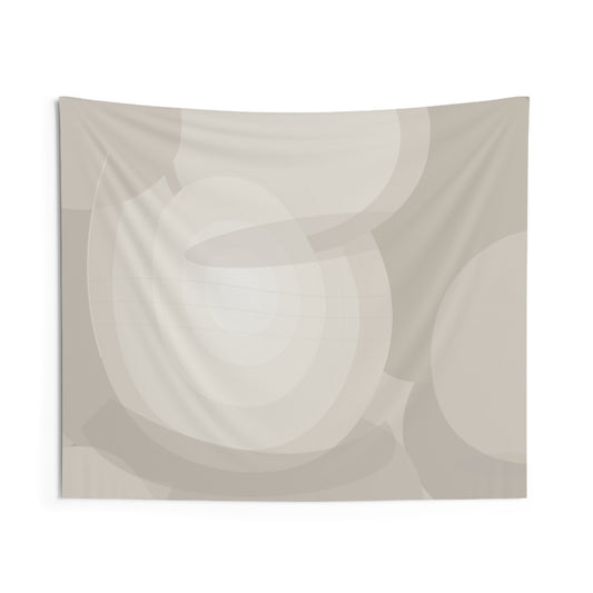 Neutral Abstract Circles Indoor Wall Tapestry | Minimalist Beige Geometric Art