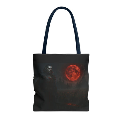 Gothic Tote Bag: Dark Moonlit Night Scene With Dracula, Vampire Art, Halloween Accessory, Gothic Gift, Boho Style - TRV