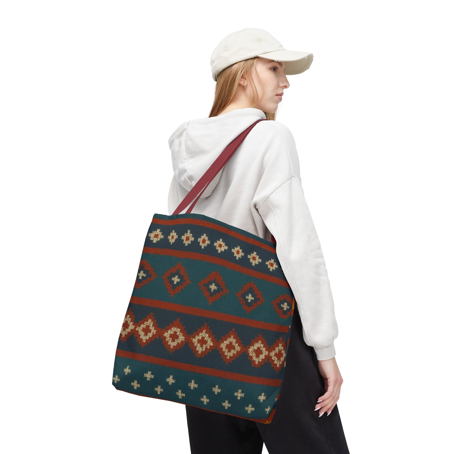 Southwestern Diamond Pattern Tote Bag | Aztec Tribal Geometric Print - TRV