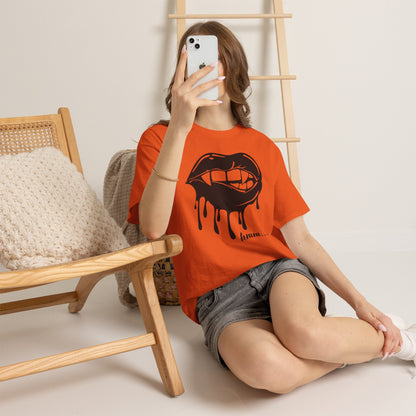 Edgy Graphic Tee - Dripping Lips Design - Unisex Heavy Cotton Tee