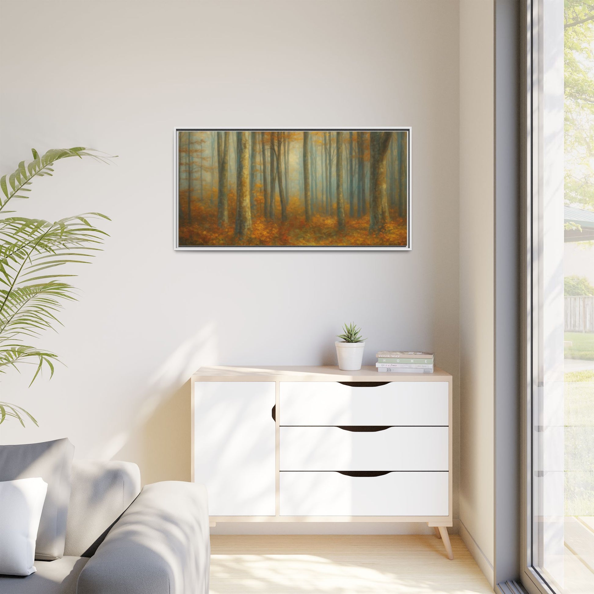 Autumn Forest Canvas Art, Framed Wall Decor, Rustic Home Decor, Nature Artwork, Gift for Nature Lovers - TRV