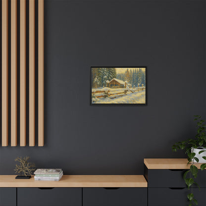 Winter Landscape Framed Canvas Art | Cozy Home Decor | Wall Art for Living Room, Bedroom, Holiday Gift, Rustic Vibes, Art Print - TRV
