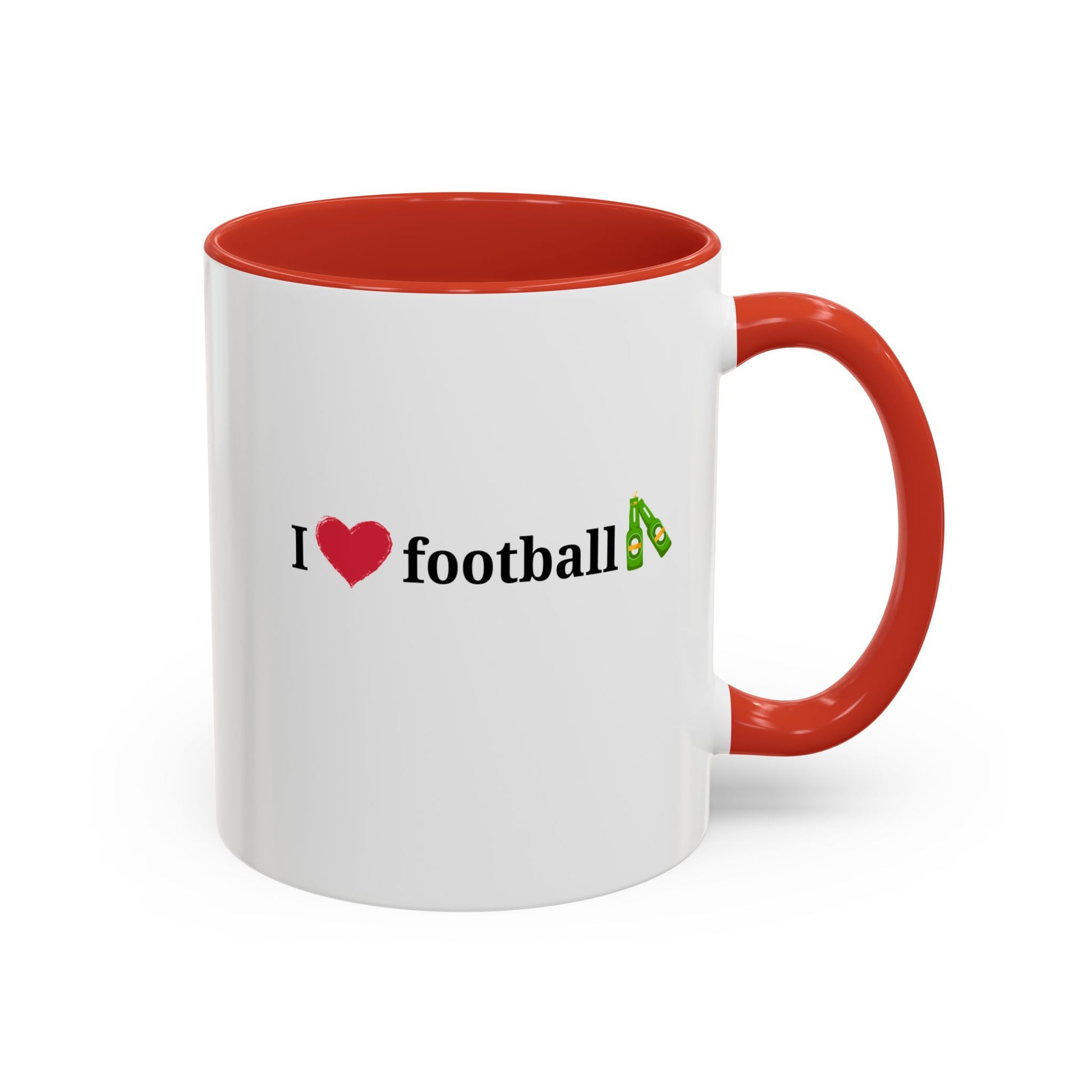 I Love Football Accent Coffee Mug, Perfect Gift for Sports Lovers, Football Enthusiasts, Unique Mug for Game Days, Home or Office Decor - TRV