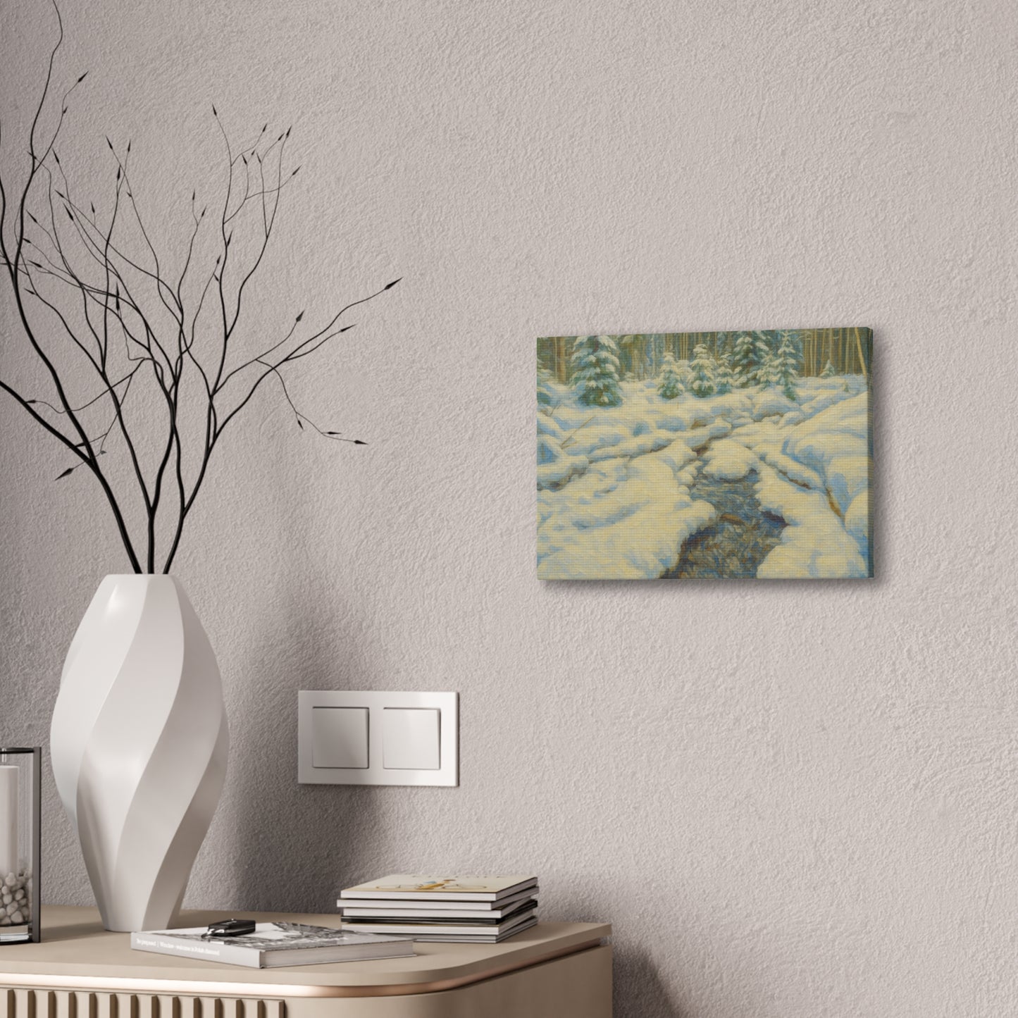 Winter Landscape Canvas Art, Nature Decor, Gallery Wall Art, Cozy Home Accent, Winter Wonderland Painting - TRV