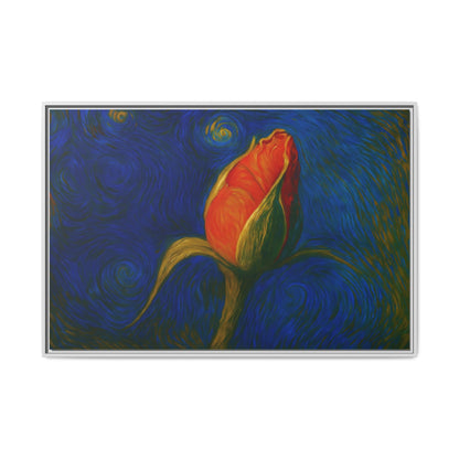 Red Rose Bud Painting Canvas Framed | Matte Wall Art - TRV
