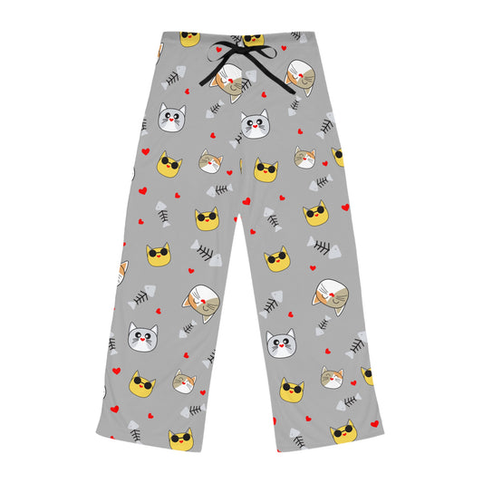 Cozy Cat-Themed Women's Pajama Pants | Cute Sleepwear, Relaxation, Gifts for Cat Lovers, Pajama Party, Lounge Wear - TRV