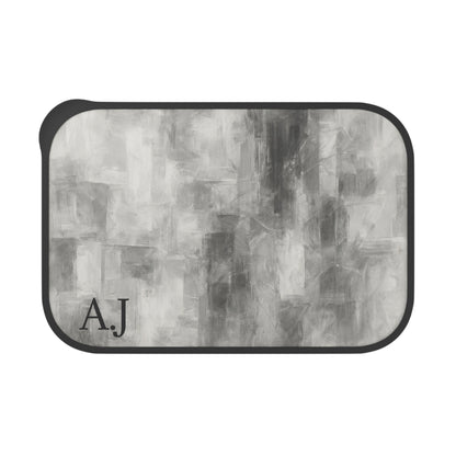 Gray Abstract Brushstroke Bento Box with Initials | PLA Lunchbox - TRV