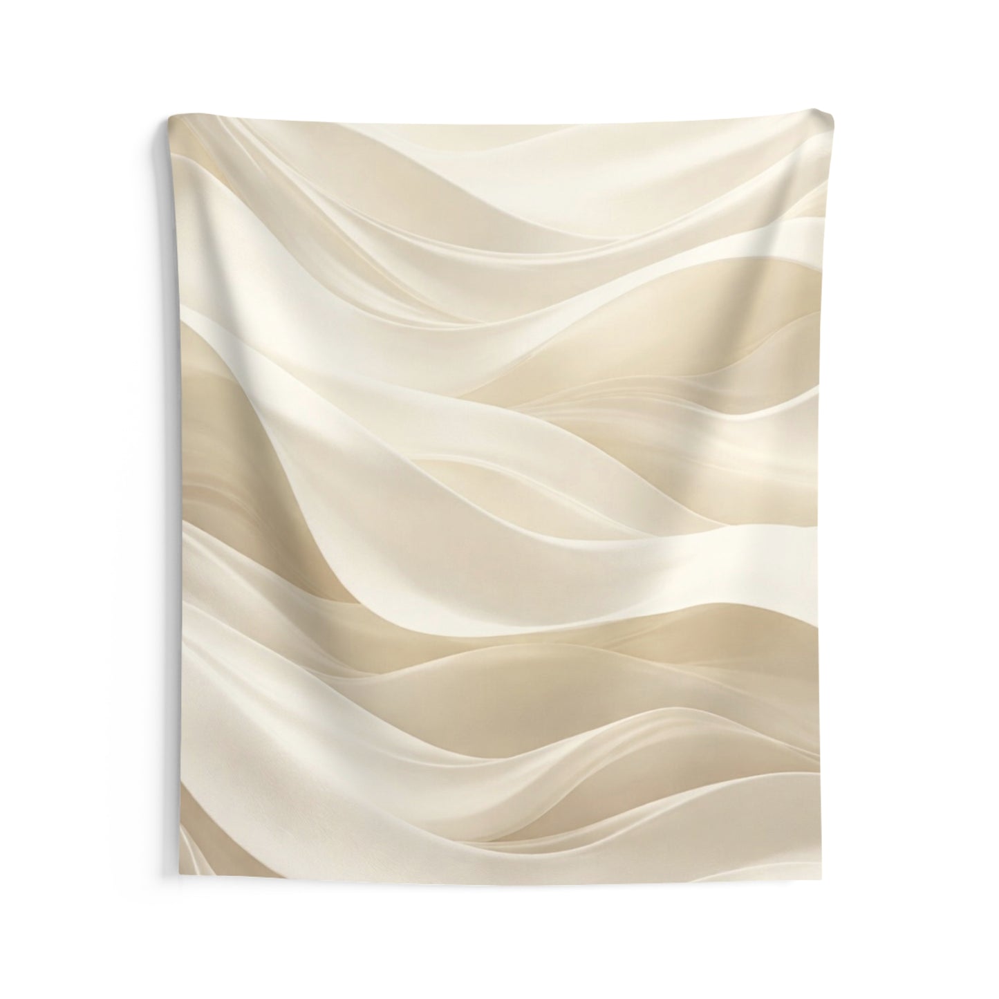 Neutral Wave Abstract Indoor Wall Tapestry | Beige Flowing Fabric Design