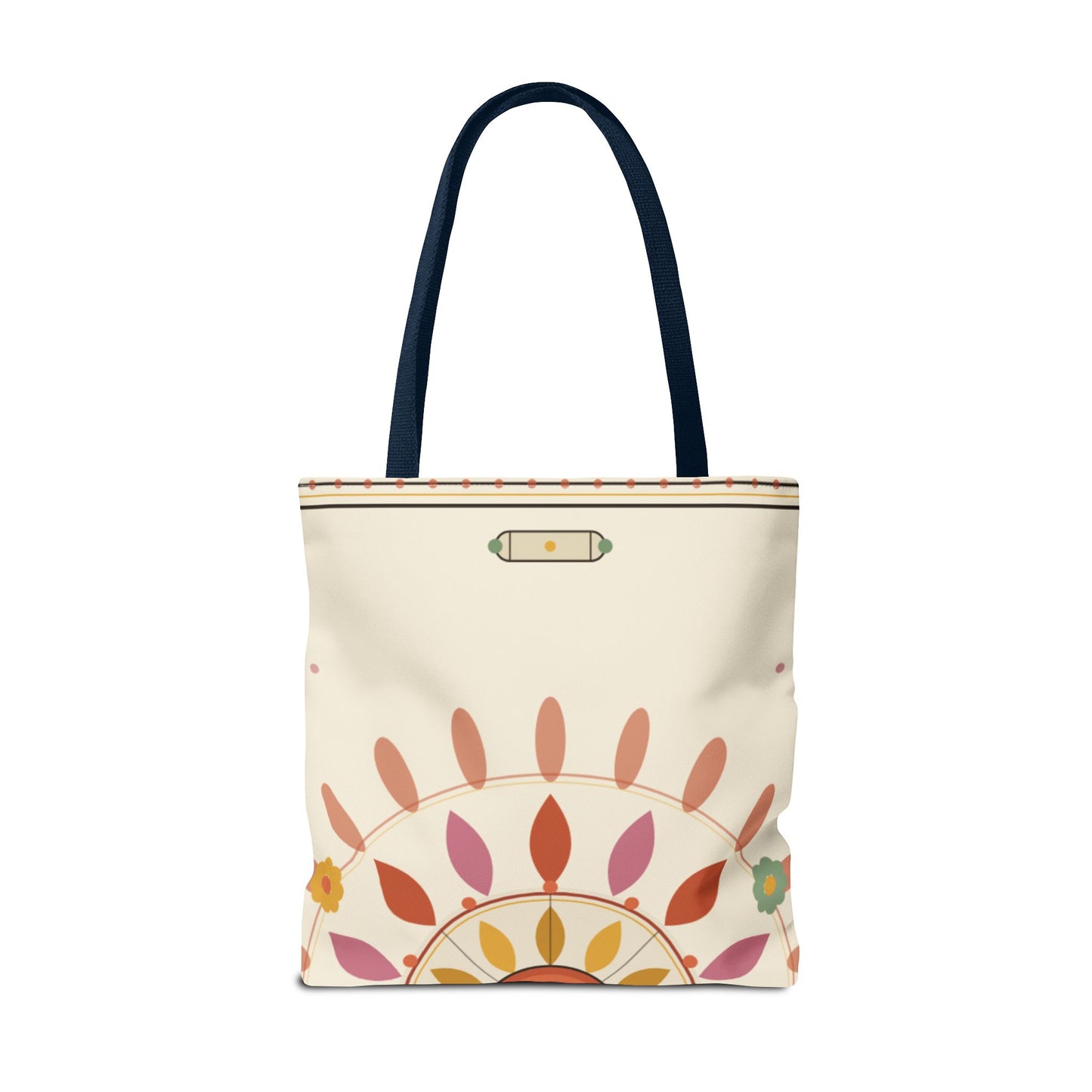 Boho Floral Mandala Tote Bag | Pastel Sunburst Pattern