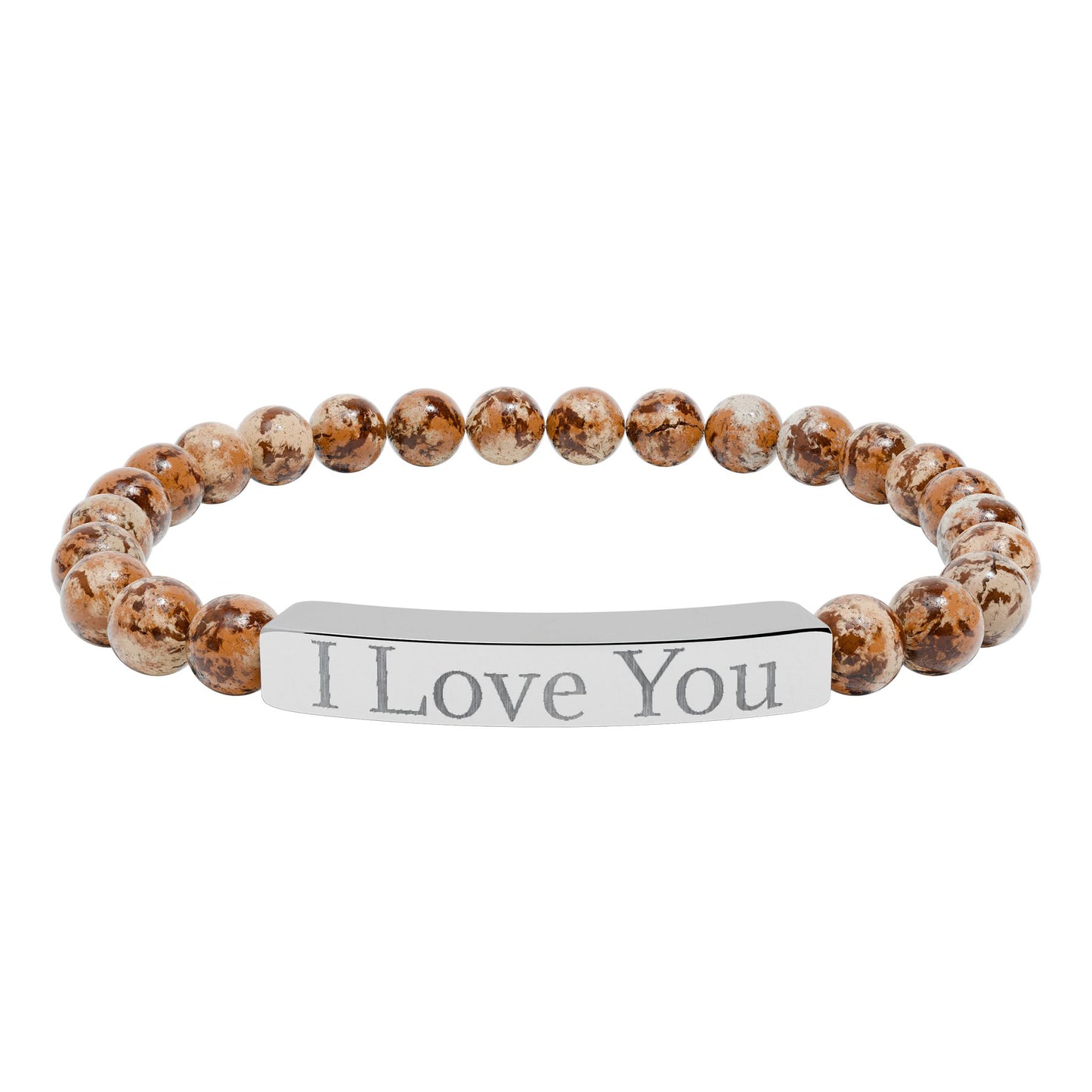 I Love You engraved stone stretch bracelet | Natural stone beaded bracelet - TRV