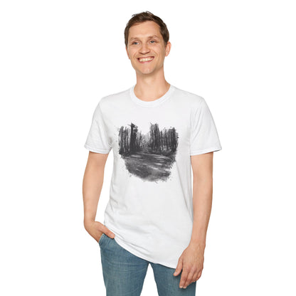 Minimalist Nature-Inspired Unisex Softstyle T-Shirt, Casual Wear, Everyday Style, Gift for Nature Lovers, Eco-Friendly Fashion