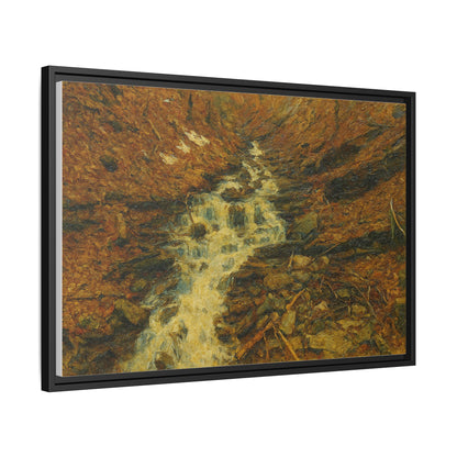 Serene Abstract Nature Canvas Art, Framed Wall Decor, Rustic Home Accent, Earthy Tone Artwork, Tranquil River Scene - TRV