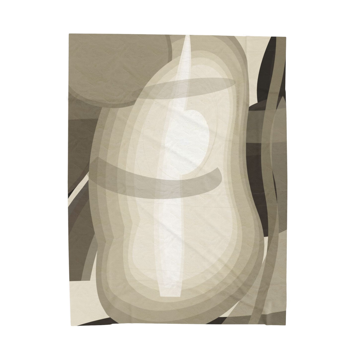 Abstract neutral shapes velveteen plush blanket with modern minimalist art print, featuring soft textured fabric and contemporary design.