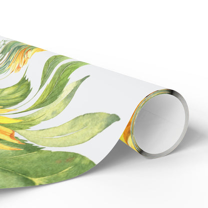 Sunflower Wrapping Paper Roll — Floral Gift Wrap for Birthdays, Mother's Day & Spring Celebrations