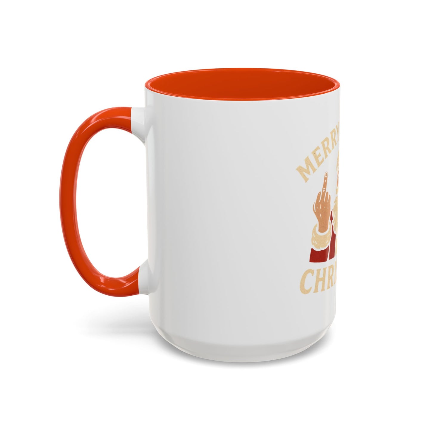 Irreverent Merry Christmas Mug — Funny Santa Middle Finger Coffee Cup (11oz & 15oz)