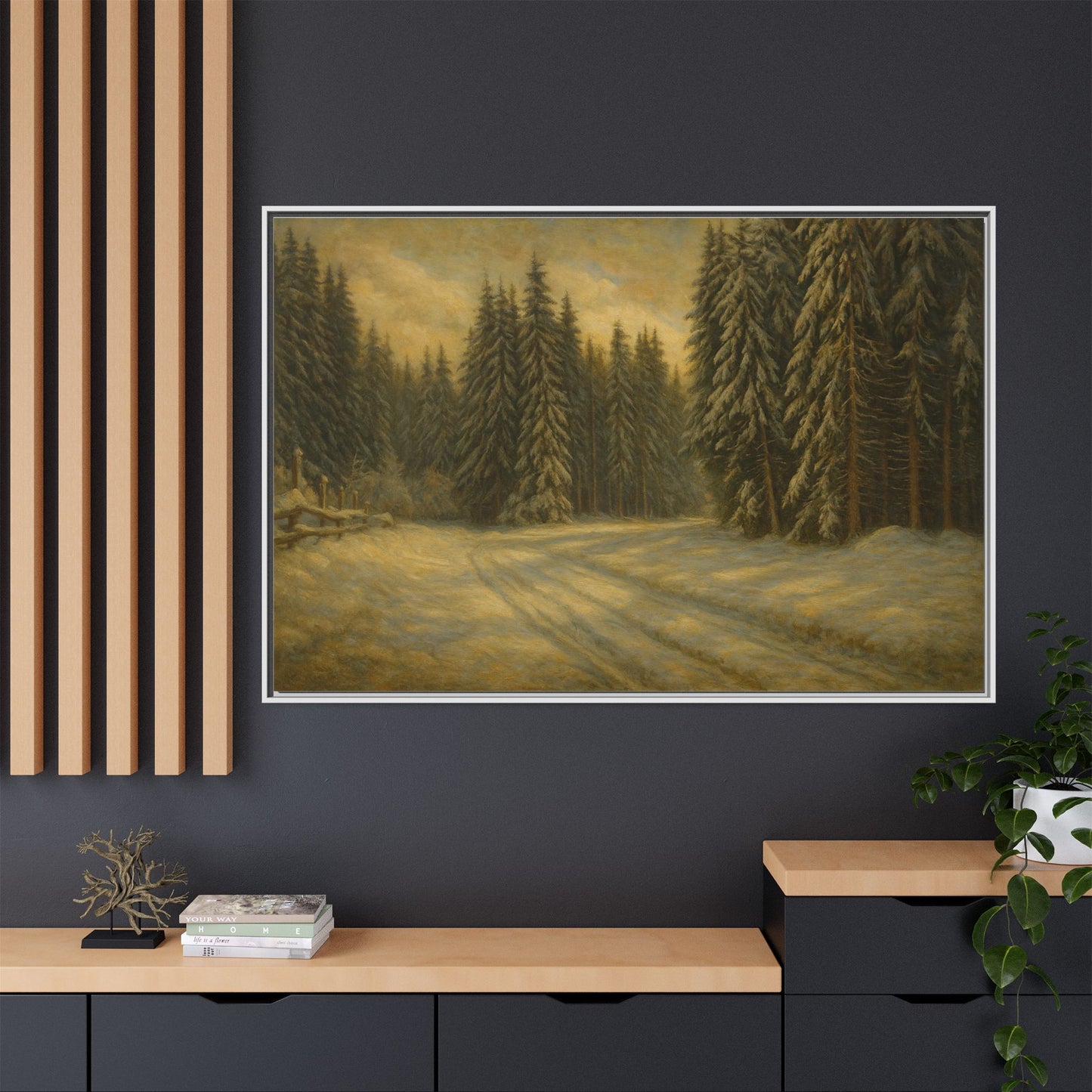 Framed Matte Canvas Wall Art - Serene Forest Landscape, Living Room Decor, Nature Print, Home Aesthetic, Gift for Nature Lovers, Wall [...] - TRV
