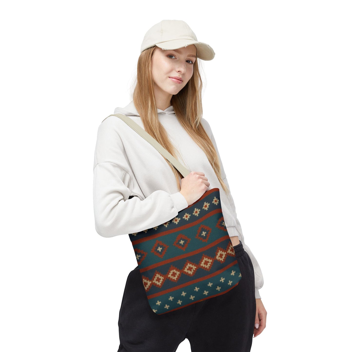 Southwestern Diamond Pattern Tote Bag | Aztec Tribal Geometric Print - TRV