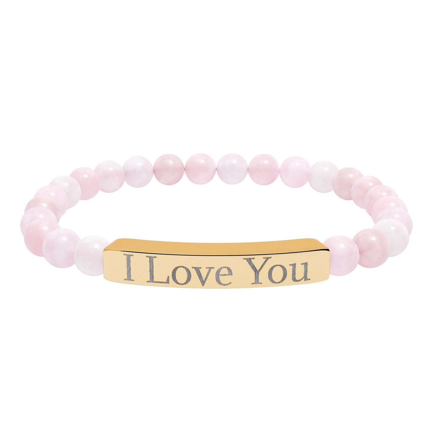 I Love You engraved stone stretch bracelet | Natural stone beaded bracelet - TRV
