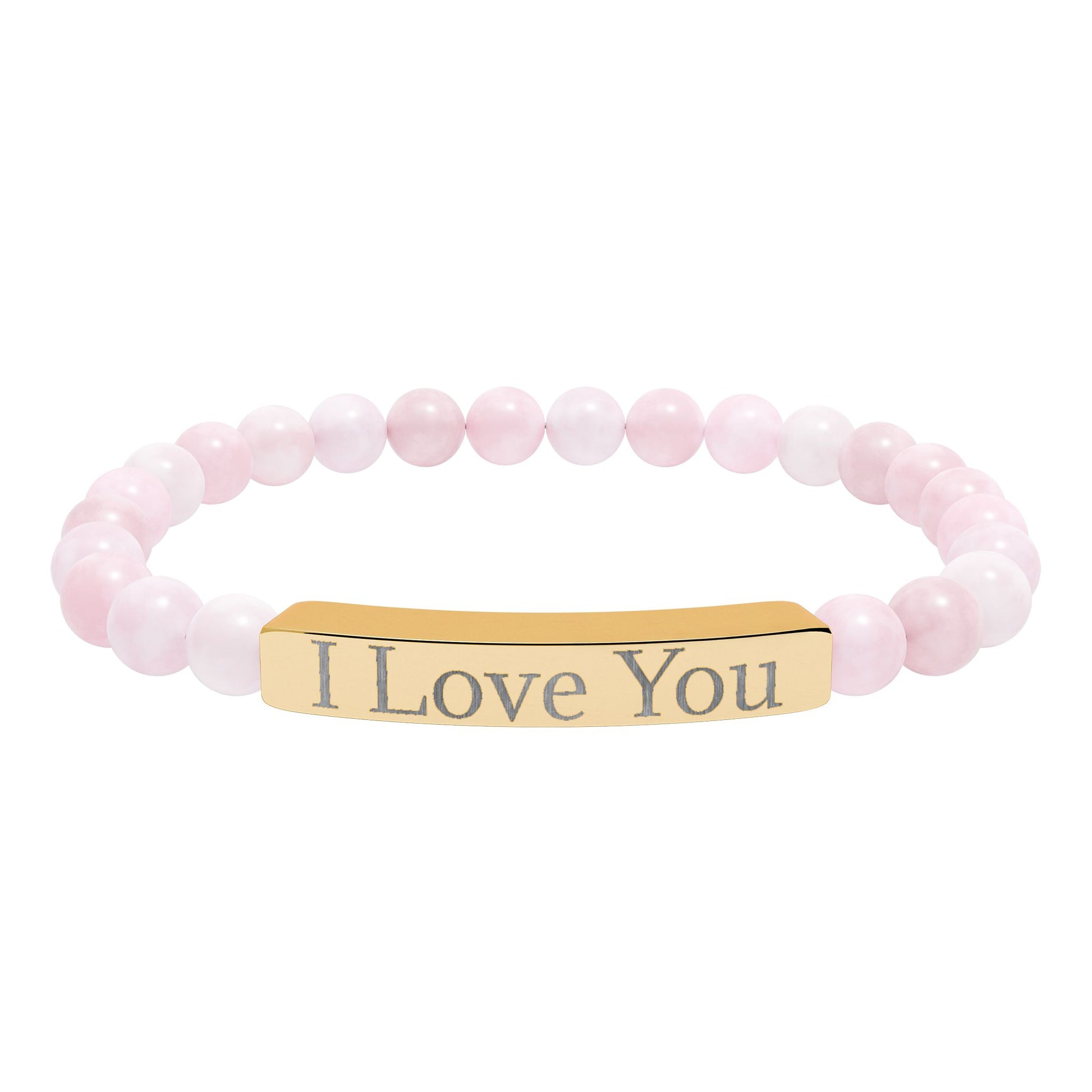 I Love You engraved stone stretch bracelet | Natural stone beaded bracelet - TRV