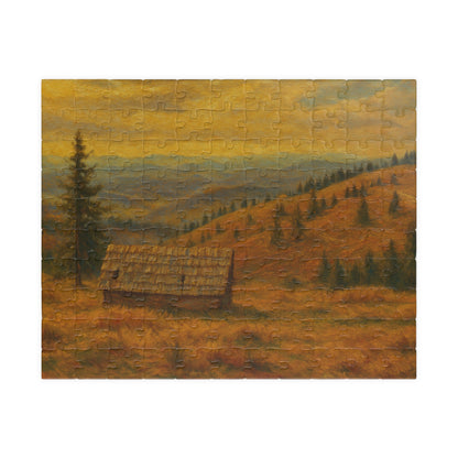 Autumn Mountain Cabin Puzzle 520-piece | Landscape Jigsaw - TRV