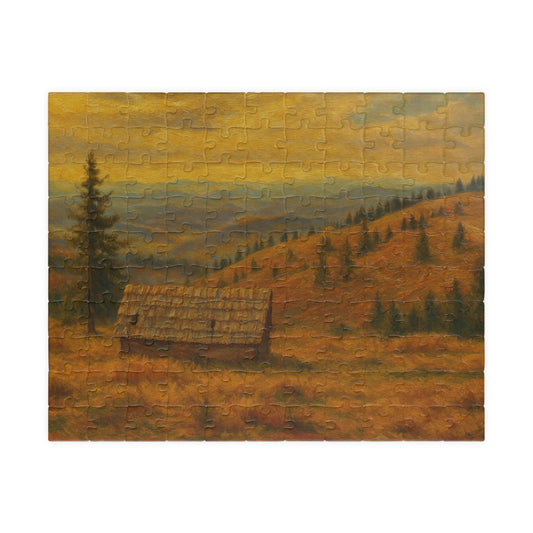Autumn Mountain Cabin Puzzle 520-piece | Landscape Jigsaw - TRV